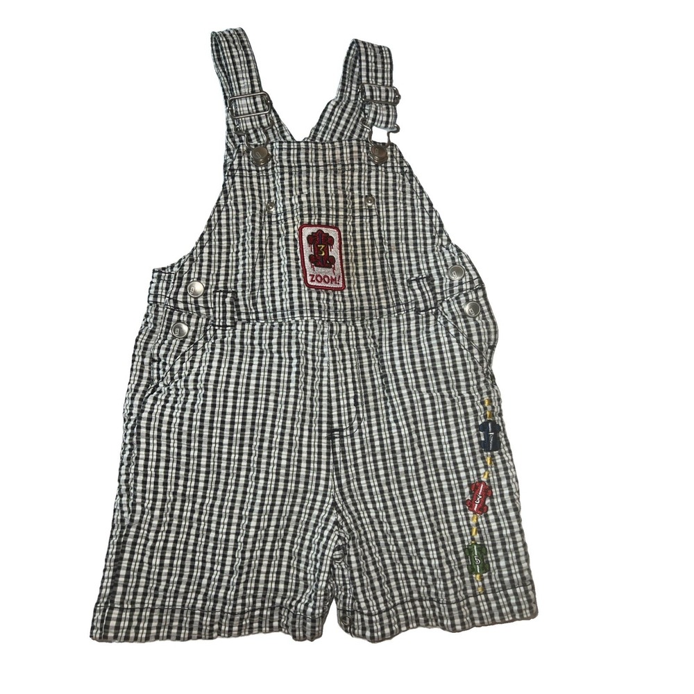 Gymboree Boys Vintage Plaid Shorts Overalls Size 18-24 Months Y2k